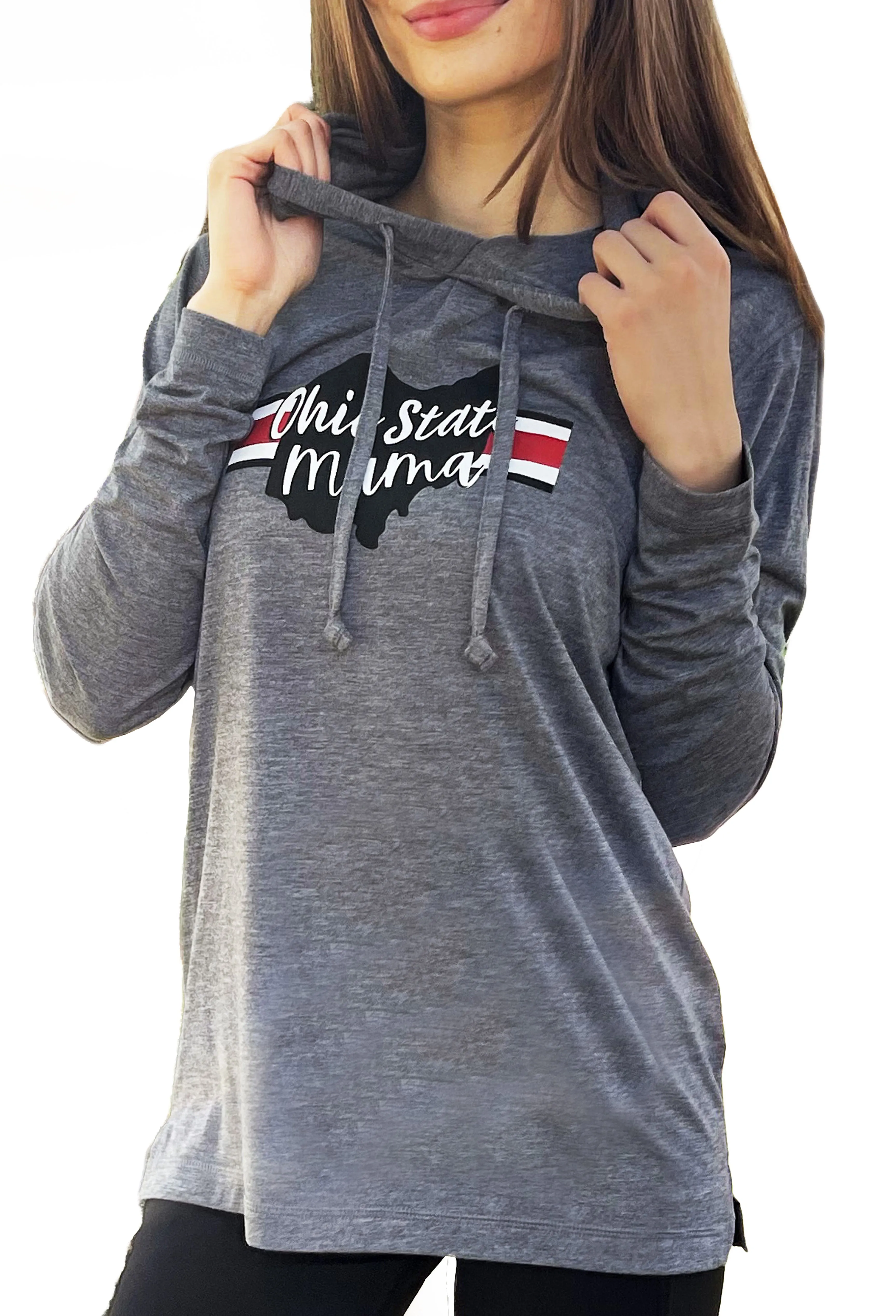 1305 - Ohio State Mama Lightweight Hoodie/Grey