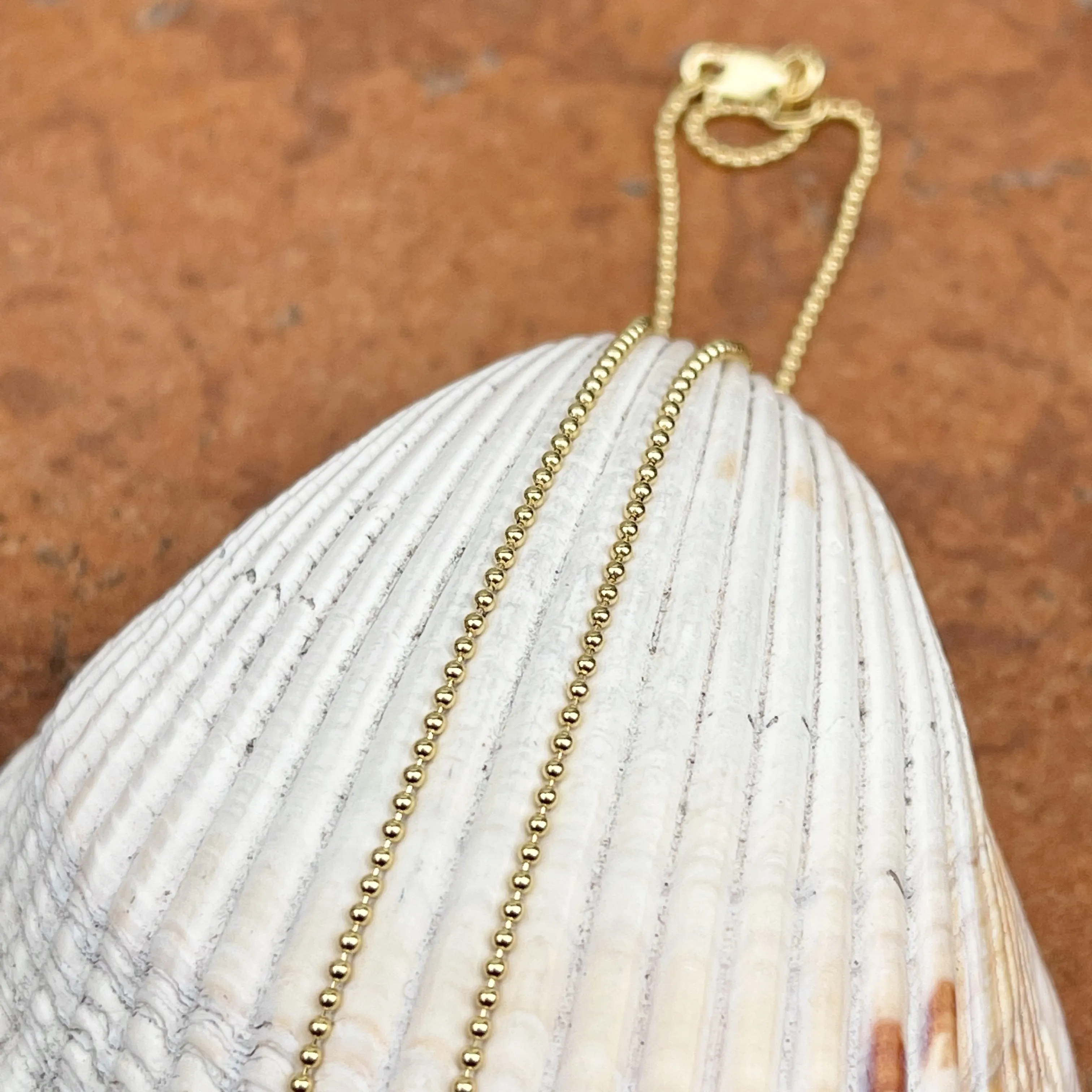 14KT Yellow Gold Solid 1.2mm Beaded Ball Link Necklace