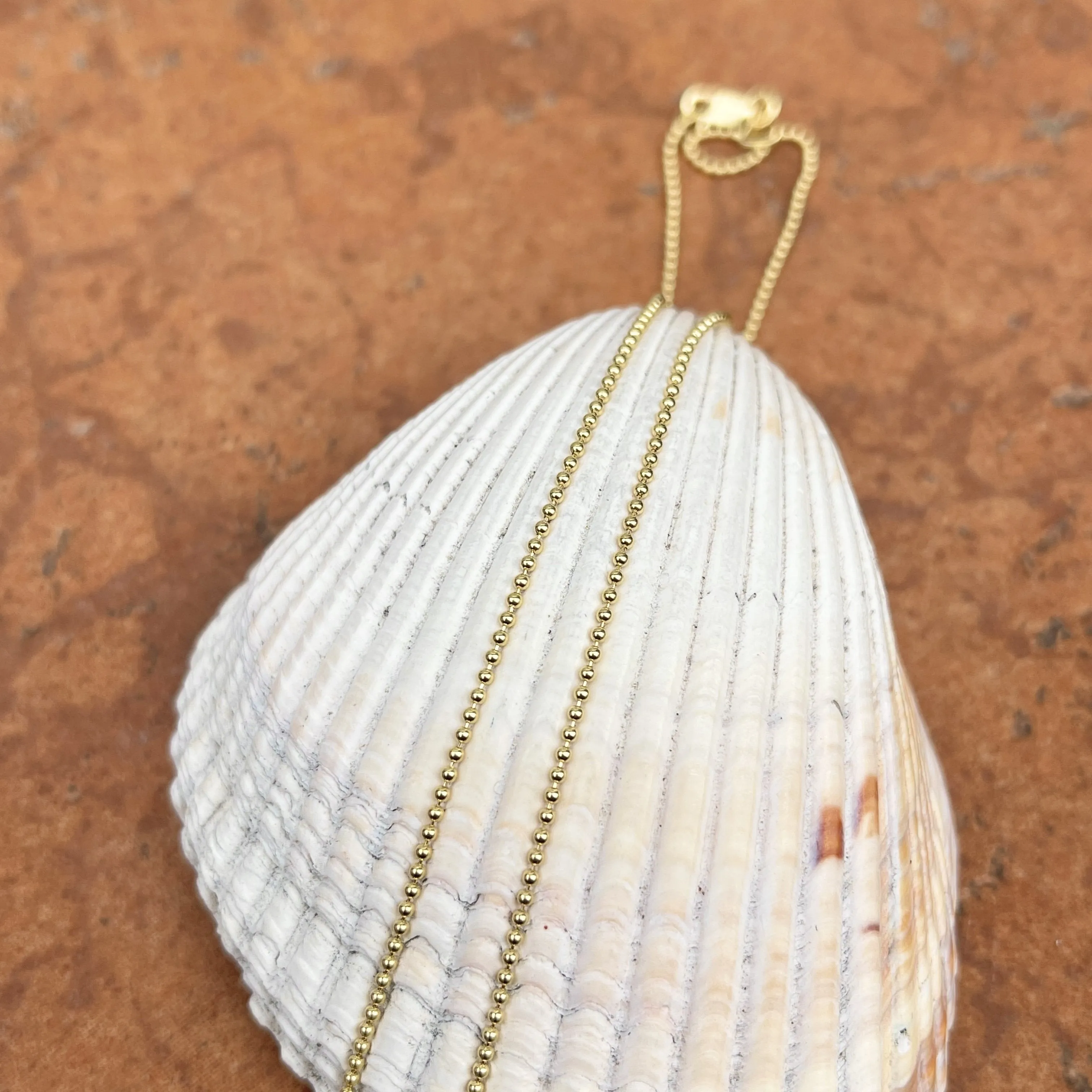 14KT Yellow Gold Solid 1.2mm Beaded Ball Link Necklace