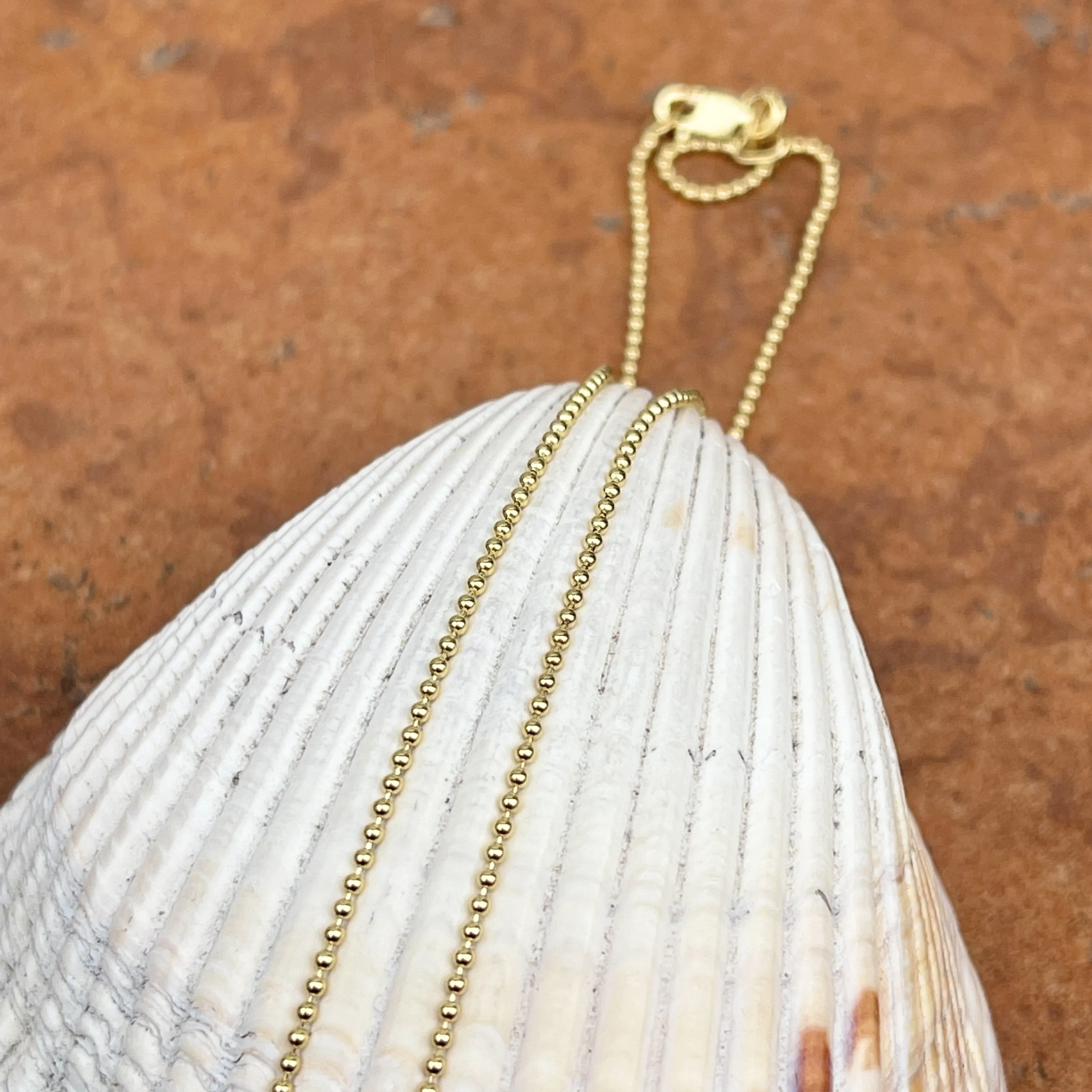 14KT Yellow Gold Solid 1.2mm Beaded Ball Link Necklace