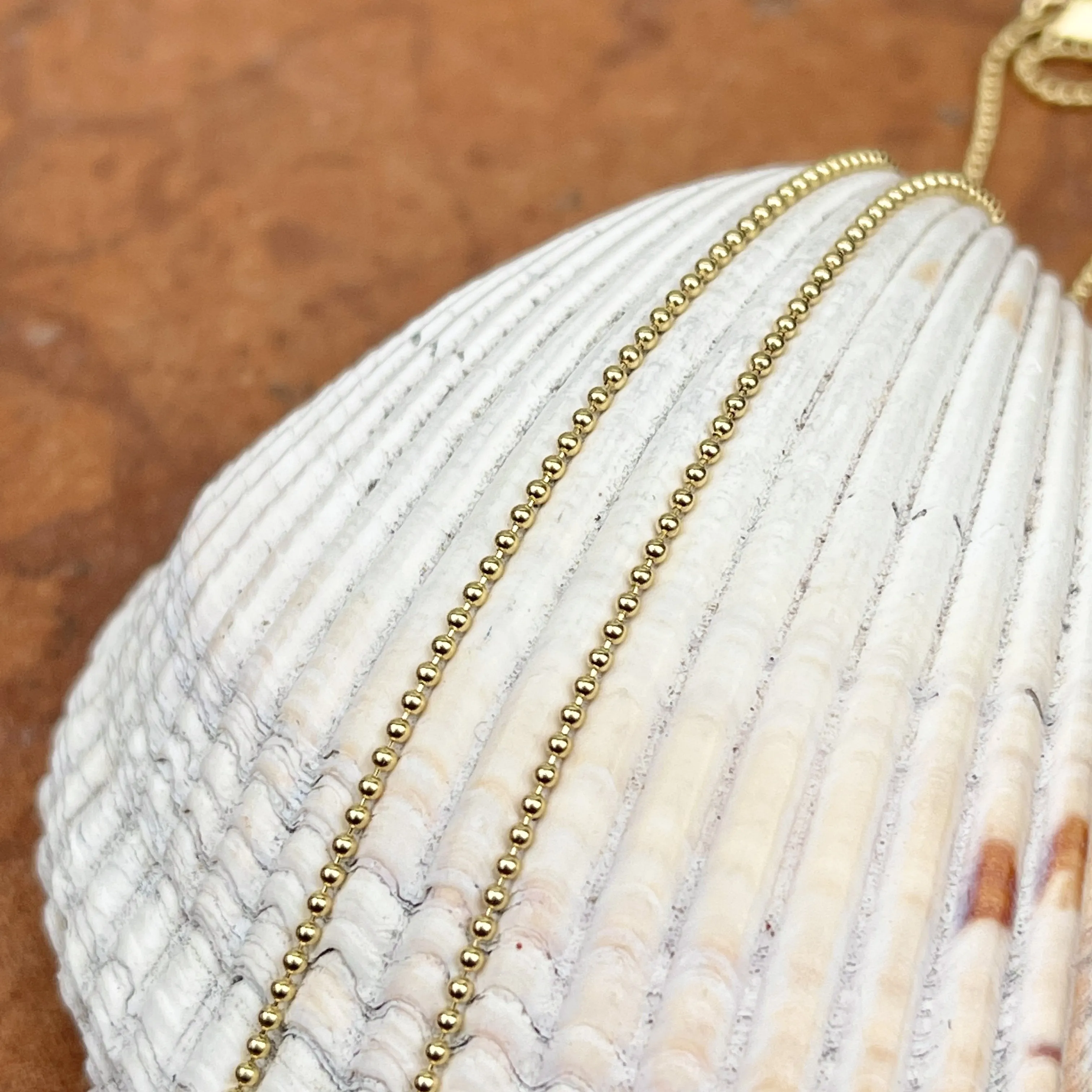 14KT Yellow Gold Solid 1.2mm Beaded Ball Link Necklace