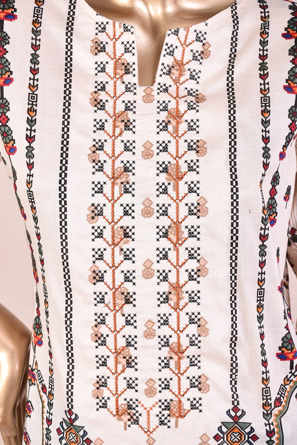 3 Pc Unstitched Embroidered Lawn Dress with Chiffon Printed Dupatta - Folklore (JEL-05)