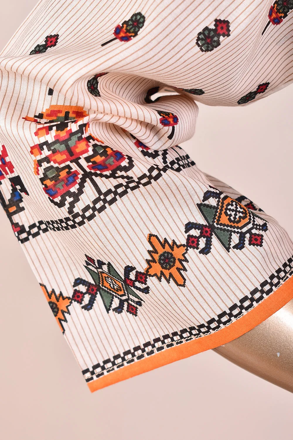 3 Pc Unstitched Embroidered Lawn Dress with Chiffon Printed Dupatta - Folklore (JEL-05)