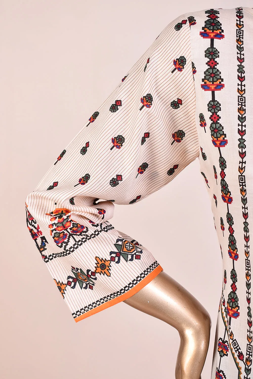3 Pc Unstitched Embroidered Lawn Dress with Chiffon Printed Dupatta - Folklore (JEL-05)