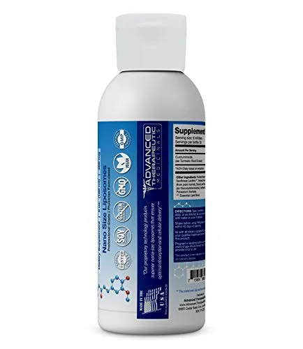 Advanced Liposomal Turmeric Curcumin 6 oz - Best Turmeric Supplements for Arthritis Pain Relief. Liposomal Curcumin is The Highest Quality Tumeric to Reduce Joint Pain and Inflammation
