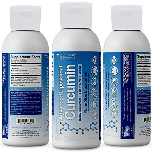 Advanced Liposomal Turmeric Curcumin 6 oz - Best Turmeric Supplements for Arthritis Pain Relief. Liposomal Curcumin is The Highest Quality Tumeric to Reduce Joint Pain and Inflammation