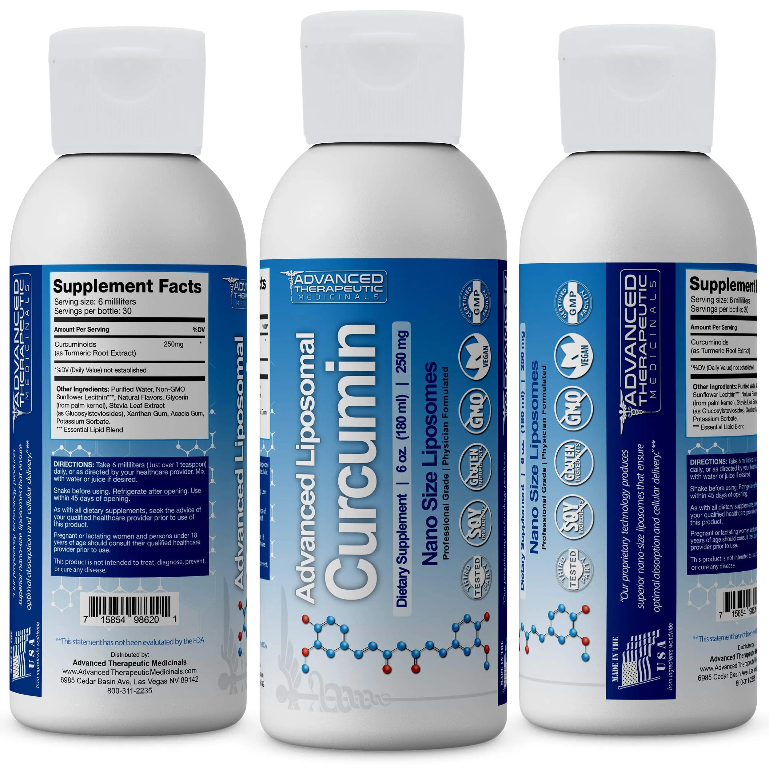Advanced Liposomal Turmeric Curcumin 6 oz - Best Turmeric Supplements for Arthritis Pain Relief. Liposomal Curcumin is The Highest Quality Tumeric to Reduce Joint Pain and Inflammation