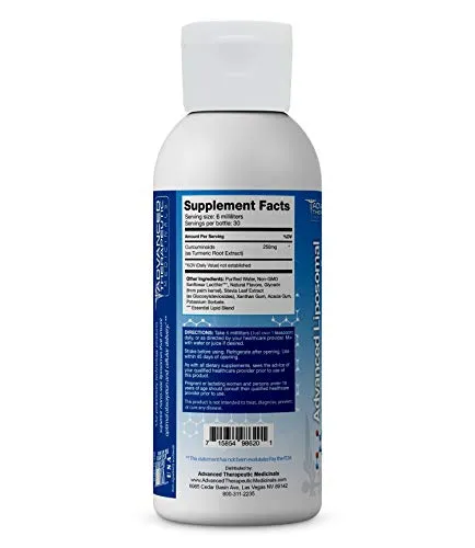 Advanced Liposomal Turmeric Curcumin 6 oz - Best Turmeric Supplements for Arthritis Pain Relief. Liposomal Curcumin is The Highest Quality Tumeric to Reduce Joint Pain and Inflammation