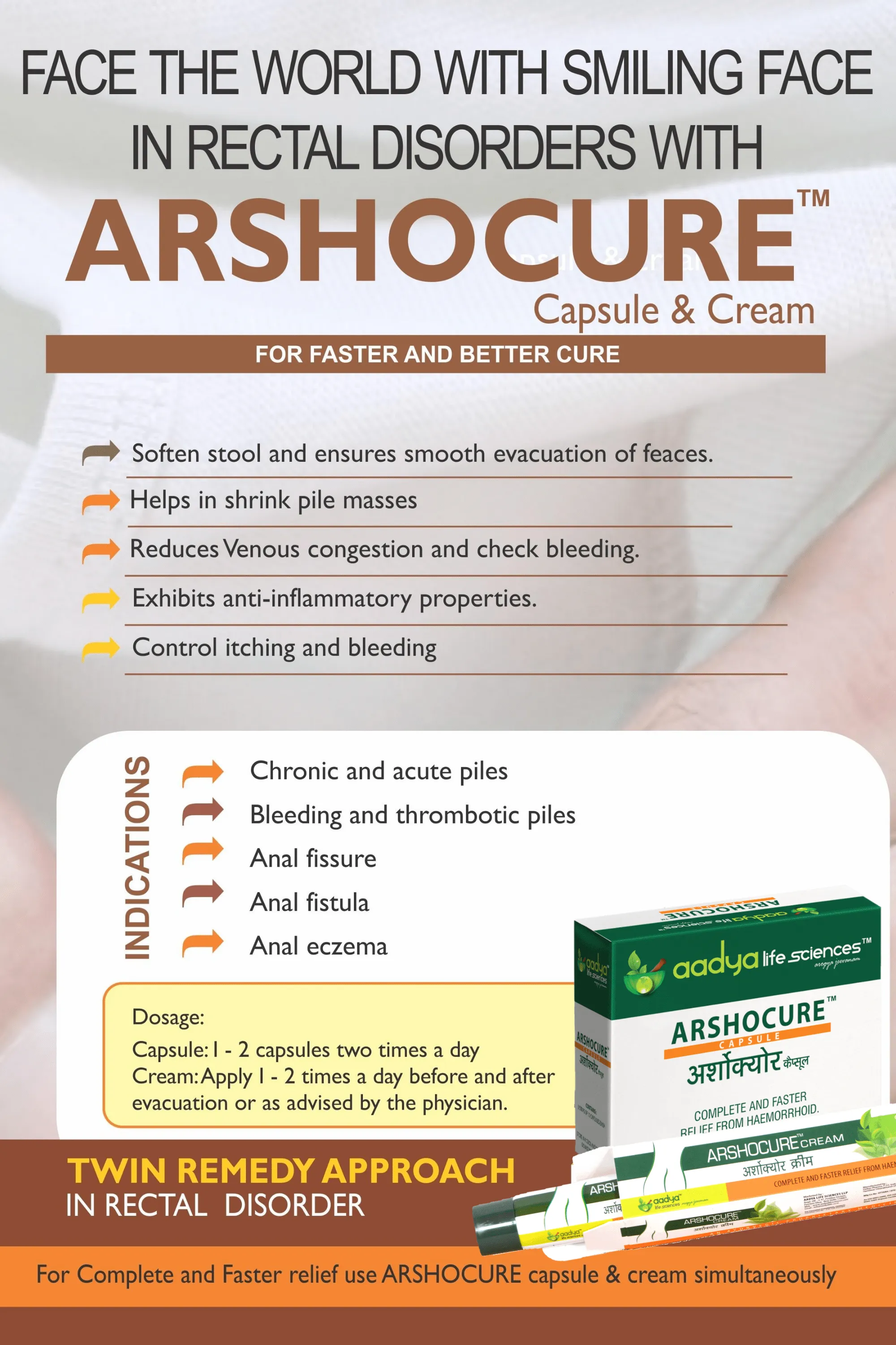 Arshocure Capsule & Cream, A Herbal Remedy for Piles (Bavasir)