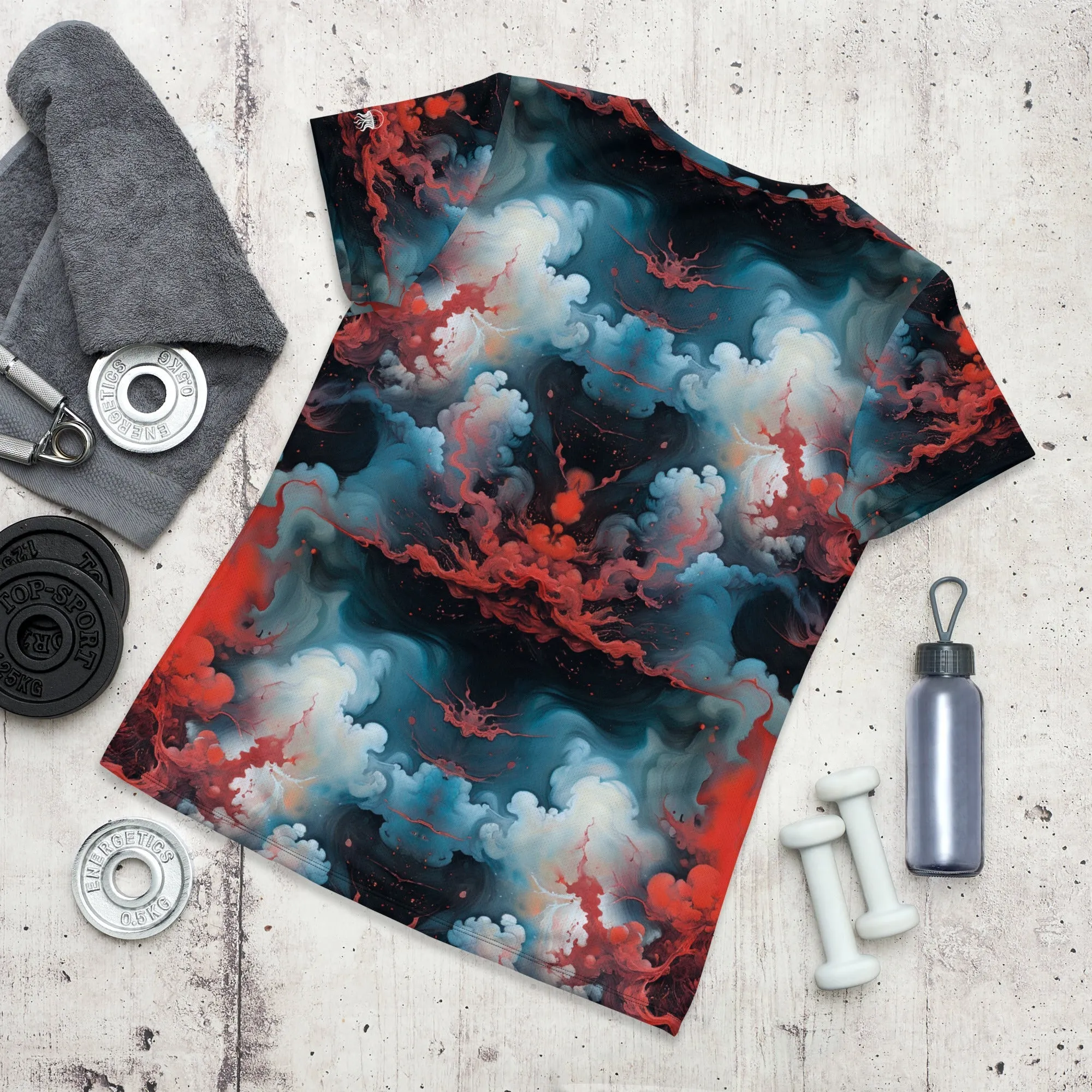 Athletic T-shirt - Ethereal Crimson Flow - Light