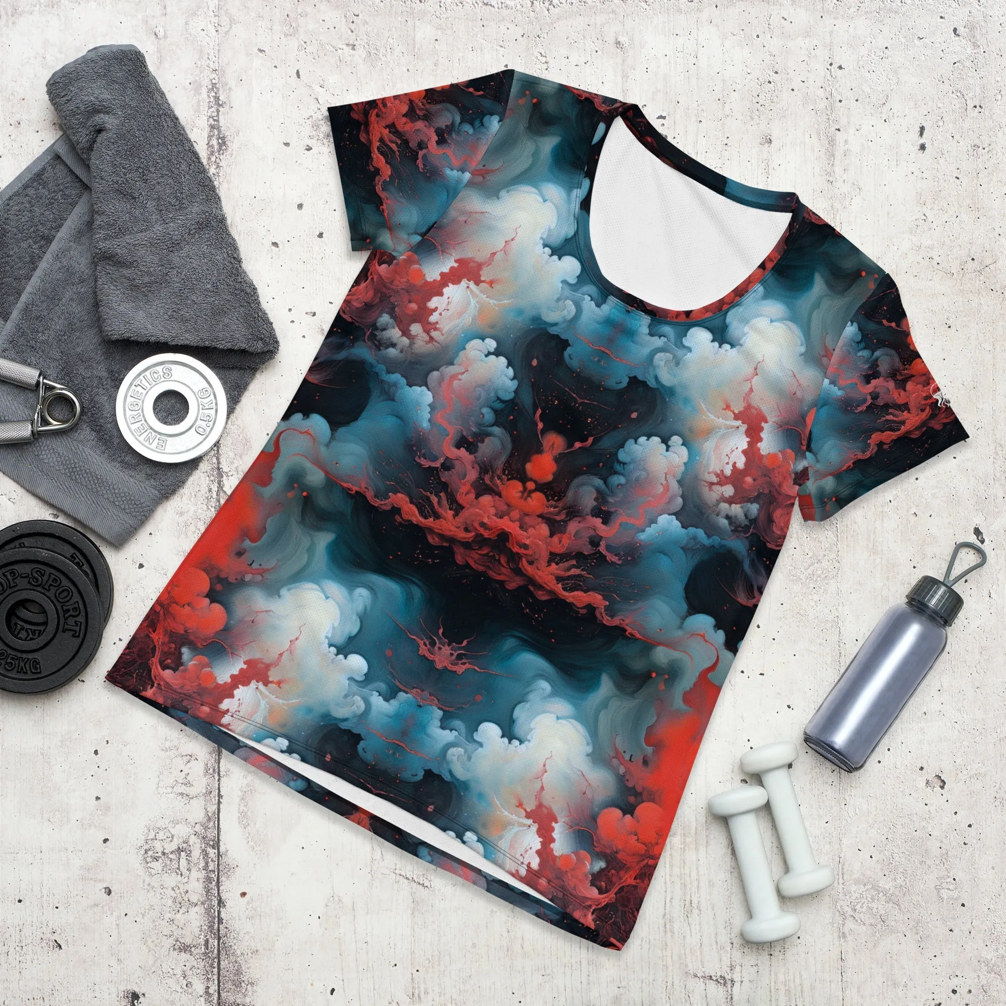 Athletic T-shirt - Ethereal Crimson Flow - Light