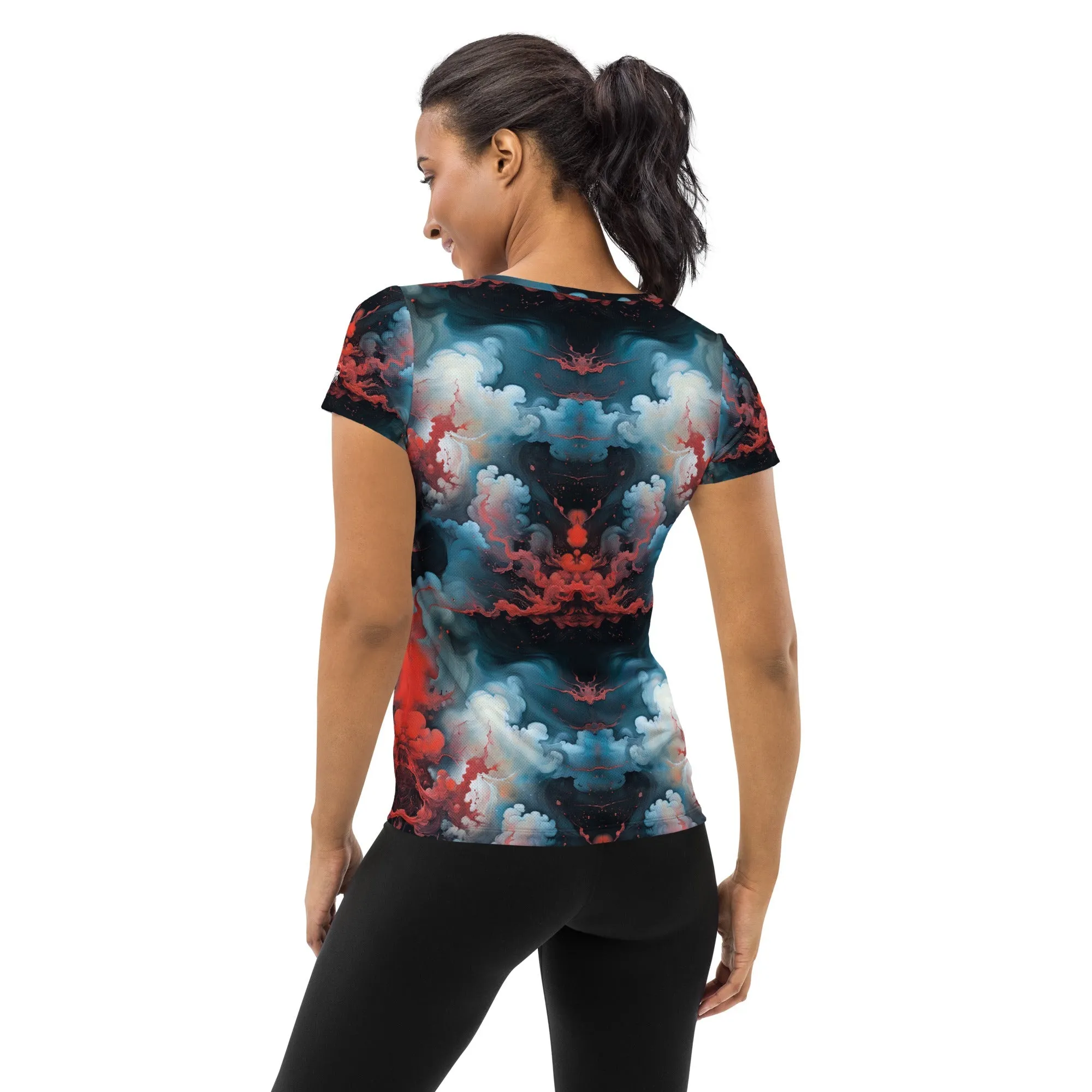 Athletic T-shirt - Ethereal Crimson Flow - Light