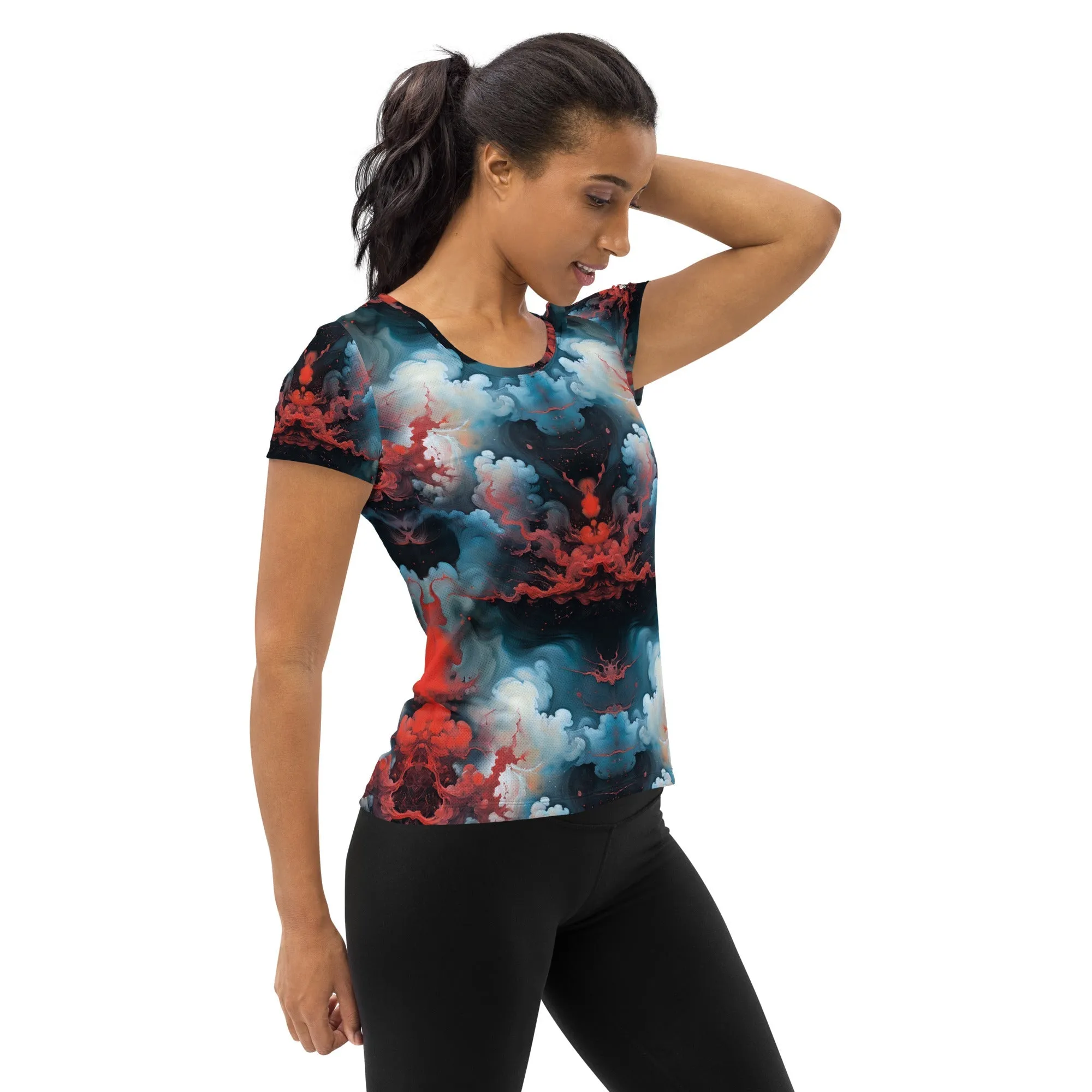 Athletic T-shirt - Ethereal Crimson Flow - Light