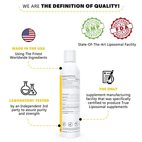 Atlanova Nutraceuticals Liposomal Vitamina C 5 oz 1000 mg mejor líquido natural sin OMG fabricado en Estados Unidos antioxidante máxima absorción sistema inmunológico soporte y colágeno Booster Liposome Lab fórmula suplemento