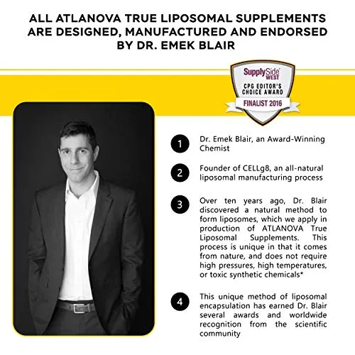 Atlanova Nutraceuticals Liposomal Vitamina C 5 oz 1000 mg mejor líquido natural sin OMG fabricado en Estados Unidos antioxidante máxima absorción sistema inmunológico soporte y colágeno Booster Liposome Lab fórmula suplemento