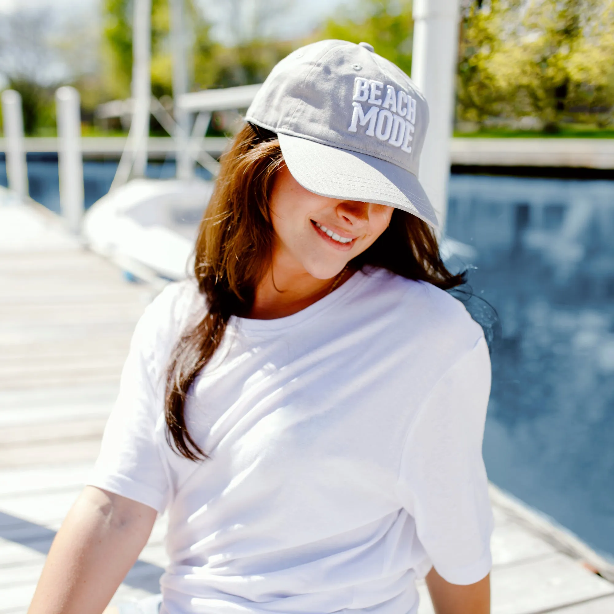 Beach Mode Light Gray Adjustable Hat