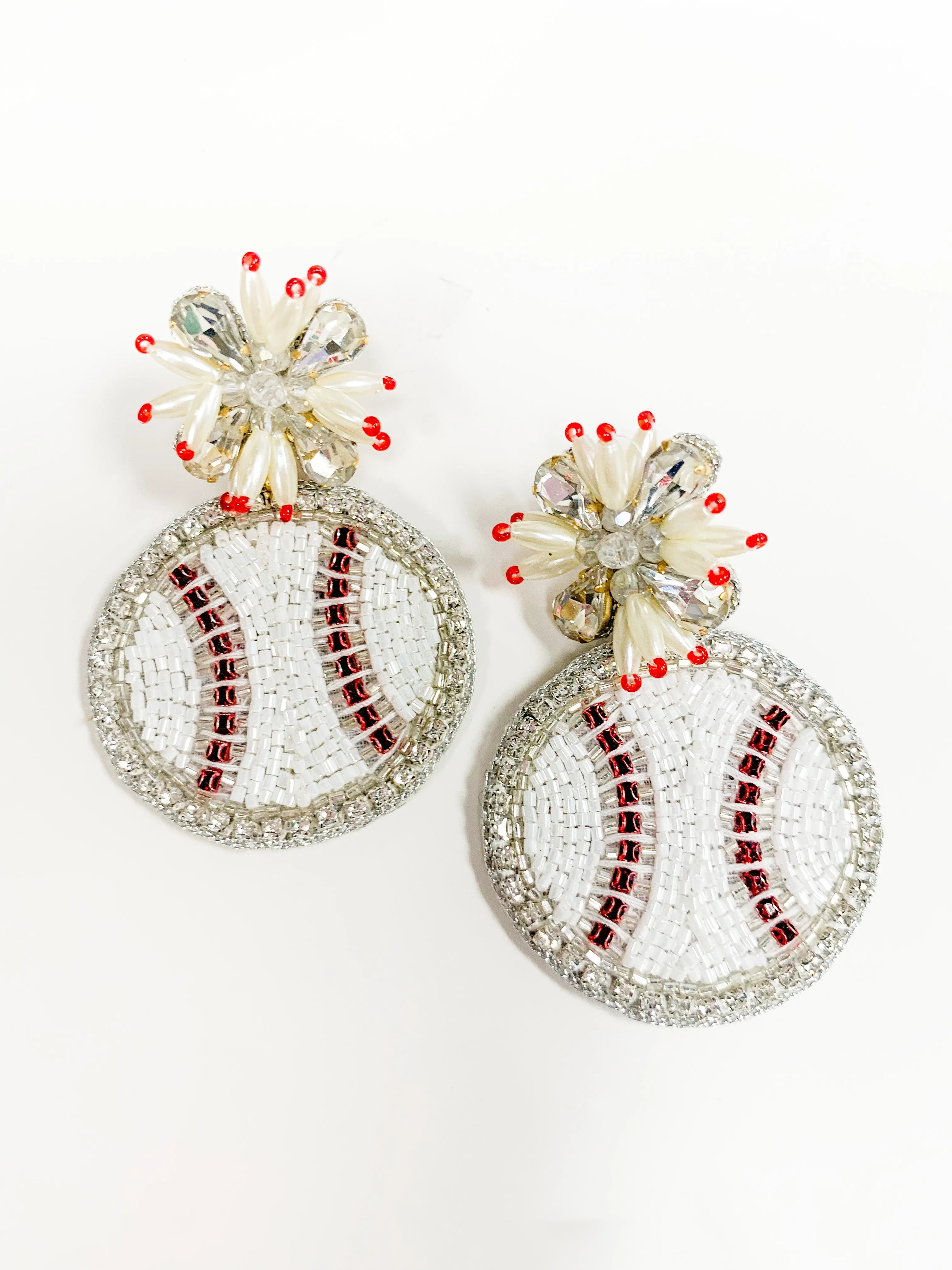 Beaded Baseball Earrings