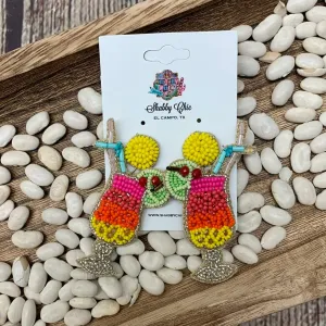 Beaded Lime Drink Earrings