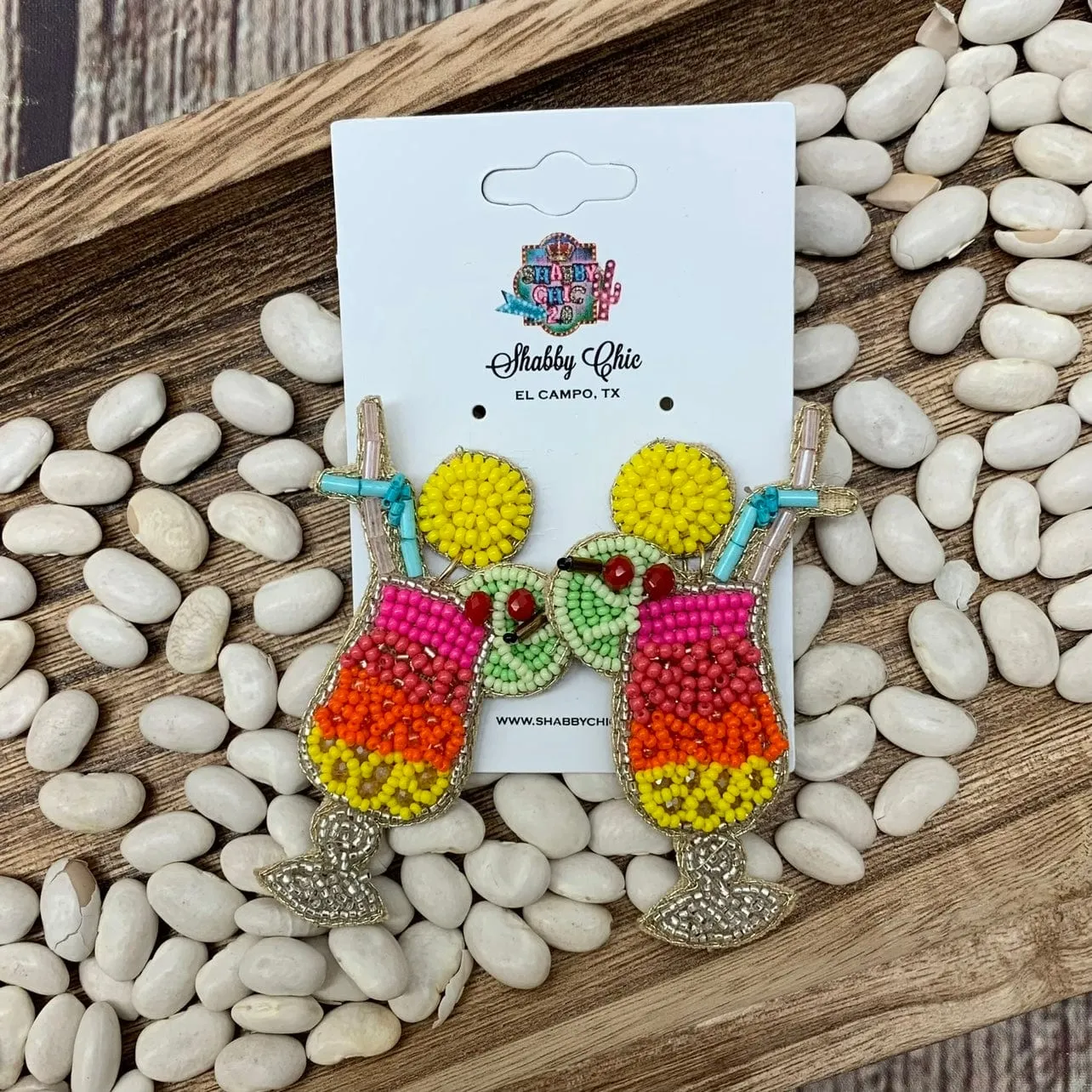 Beaded Lime Drink Earrings