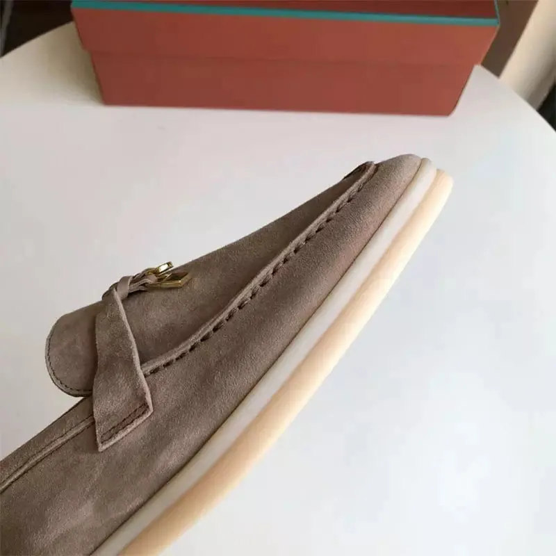 Beige suede moccasins