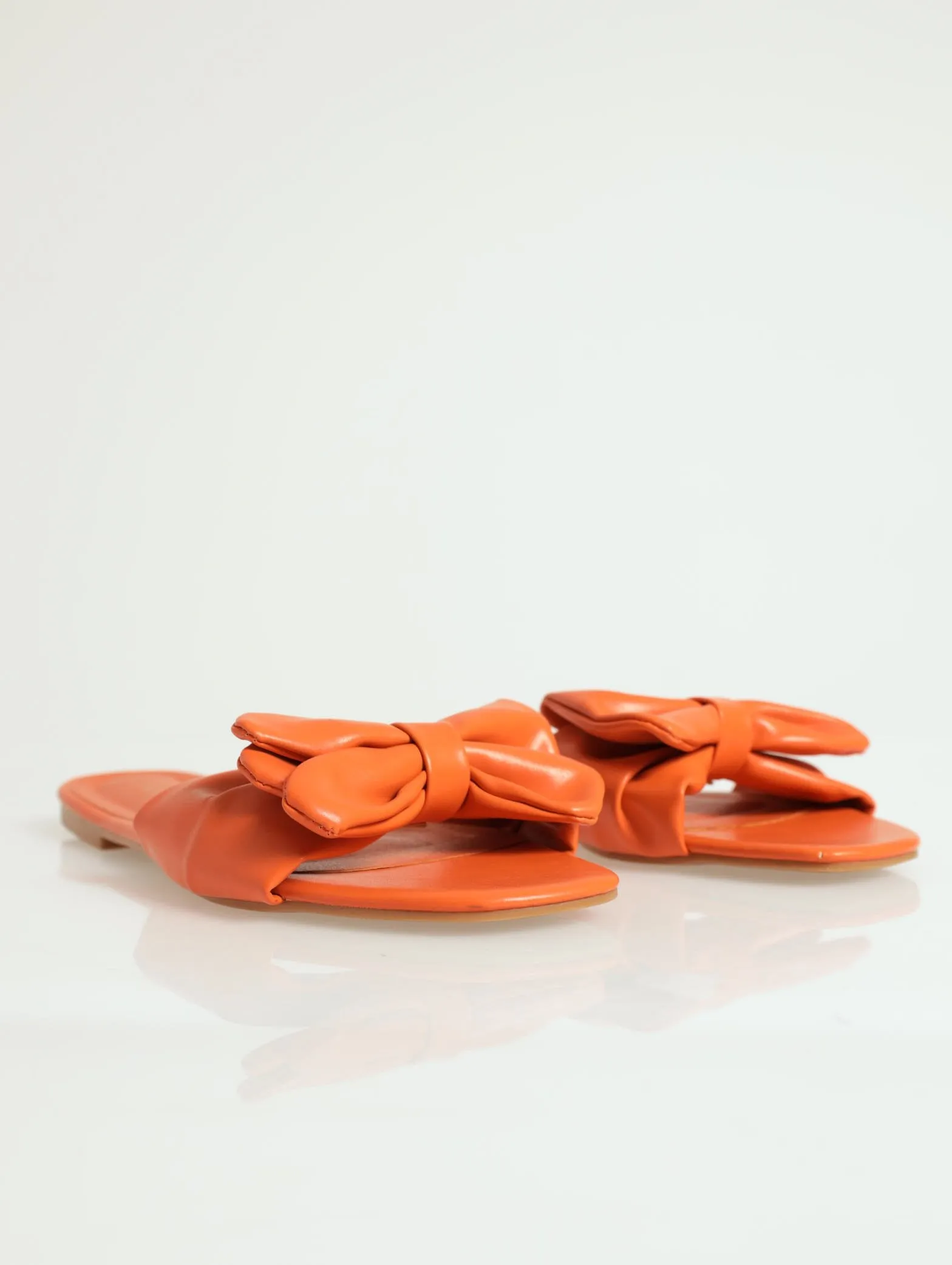Big Bow Push-In Mule Sandal - Orange