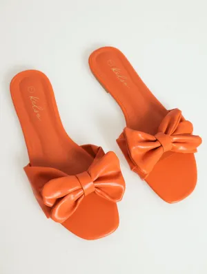 Big Bow Push-In Mule Sandal - Orange