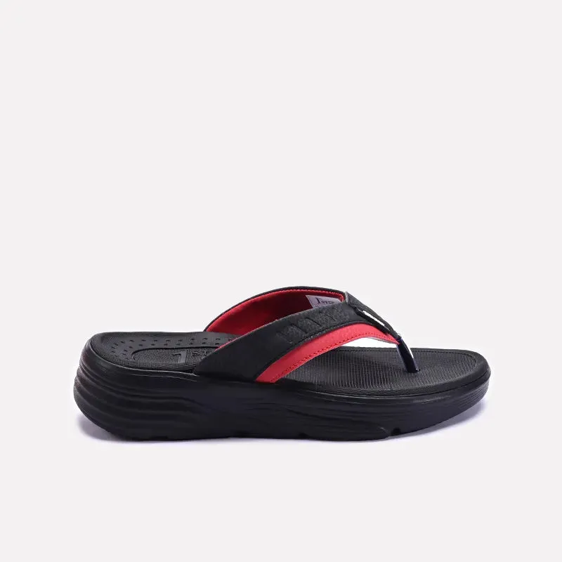Black Plushy Sports Flip Flops 0151094