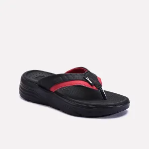 Black Plushy Sports Flip Flops 0151094