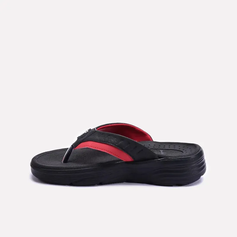 Black Plushy Sports Flip Flops 0151094