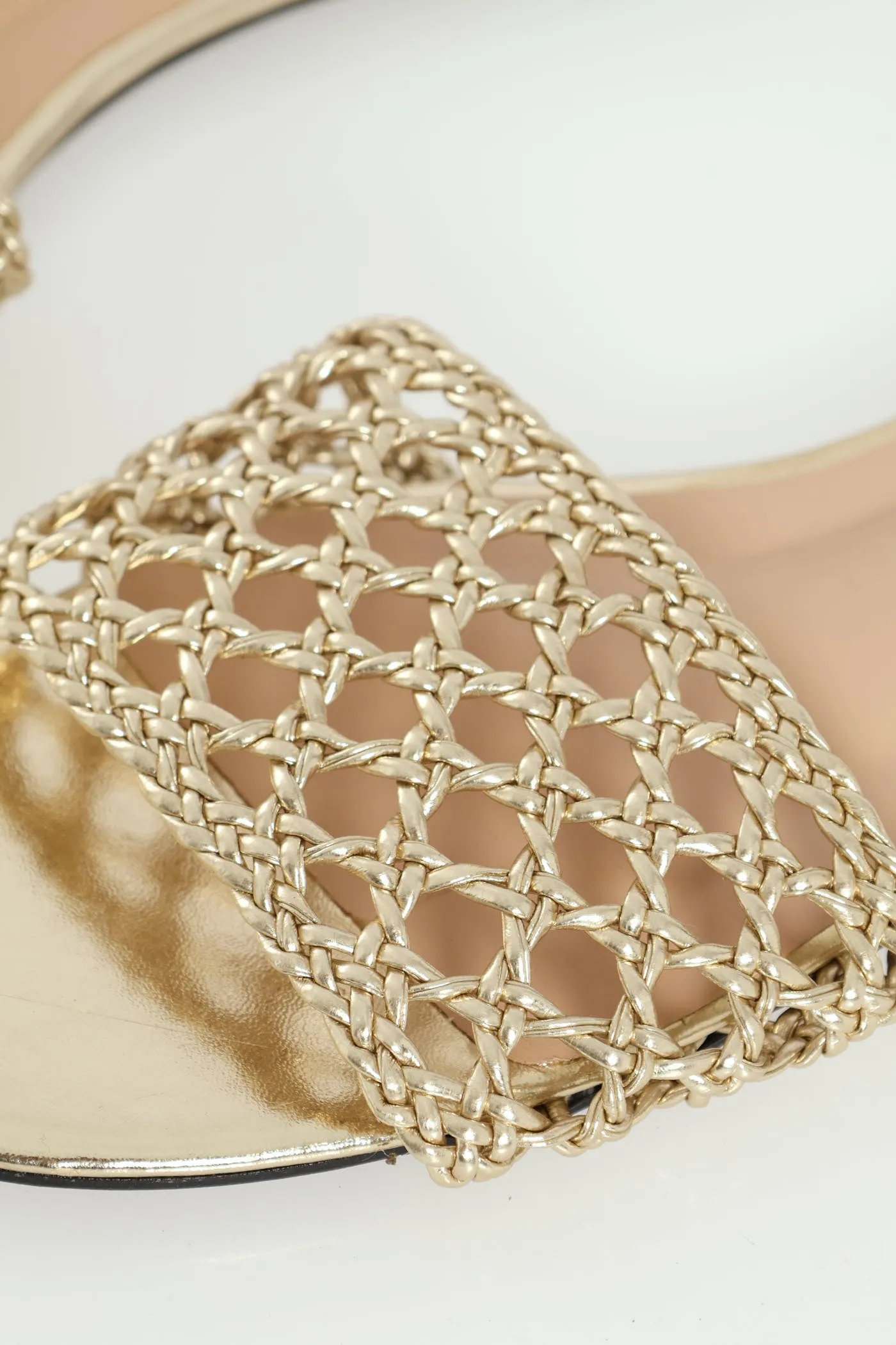 Braided Single Band Mule Sandal - Gold