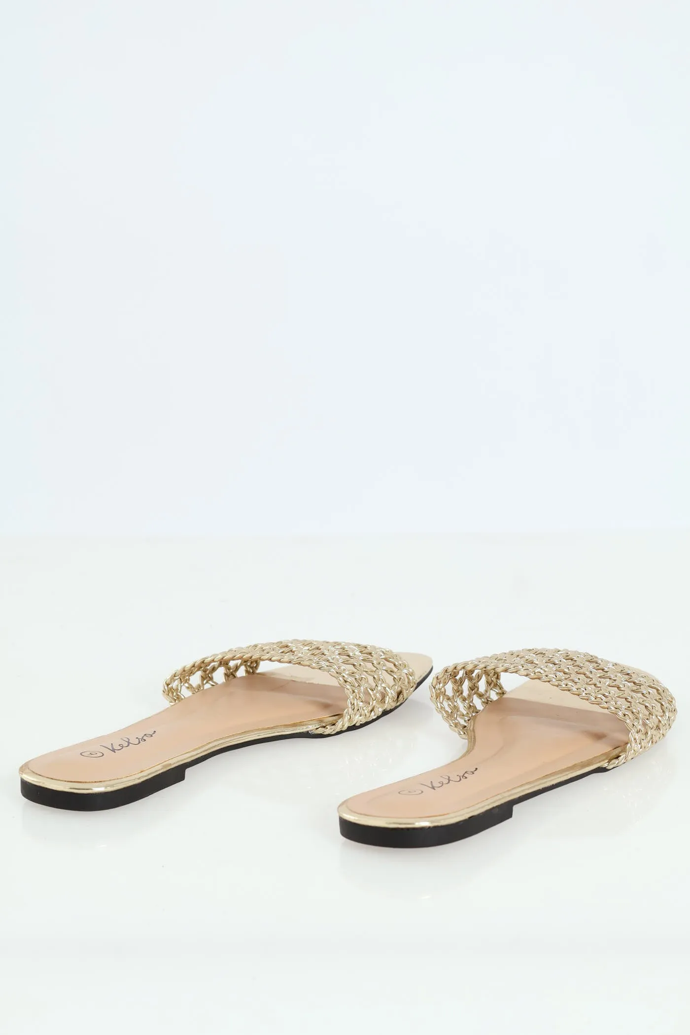 Braided Single Band Mule Sandal - Gold