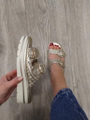 Carmela - 162335 Gold Weave Slide