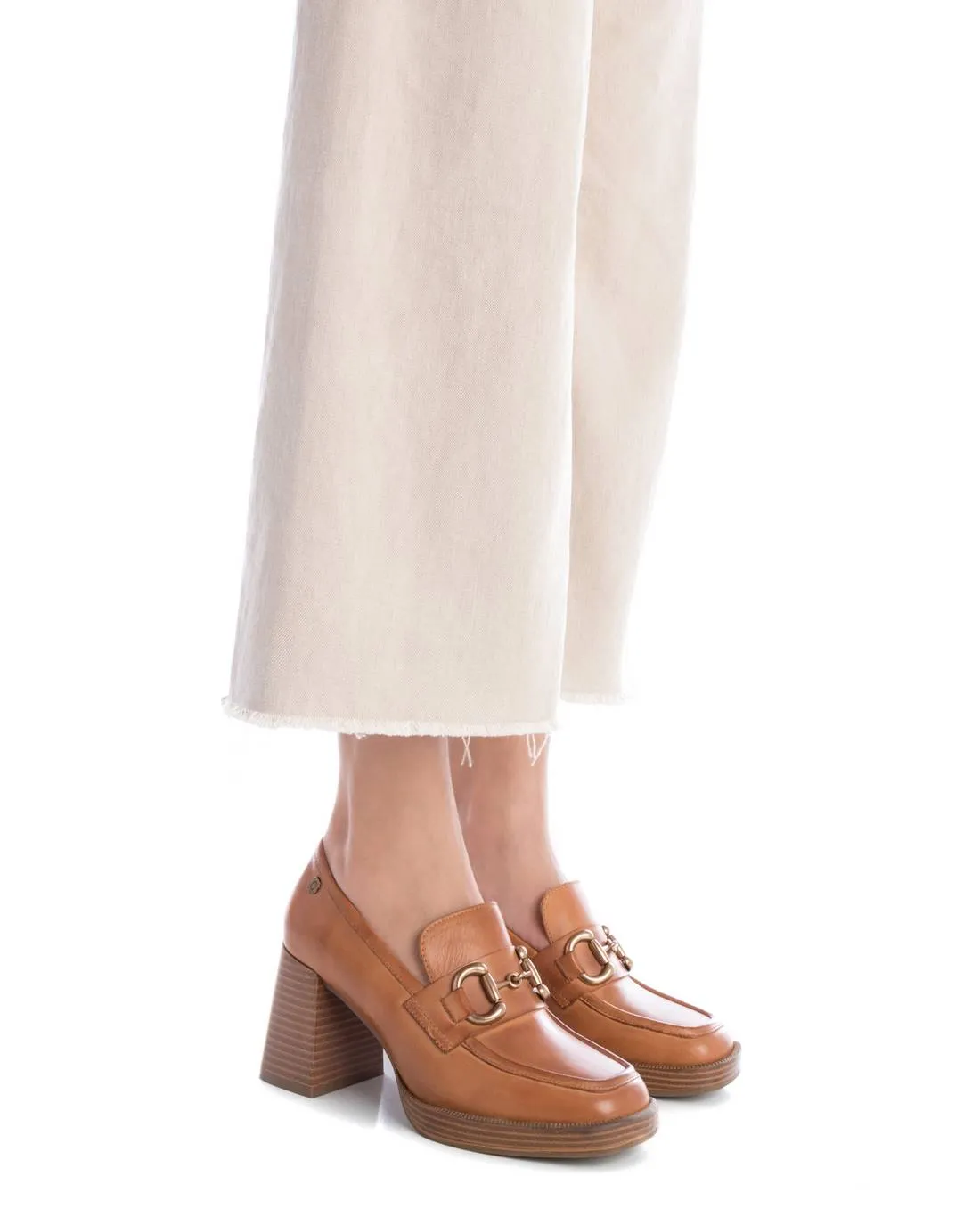 Carmela CollectionWomen's Leather Heeled Loafers By XTI 161235