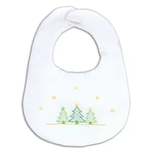 Christmas Trees Shadow Embroidered White Bib