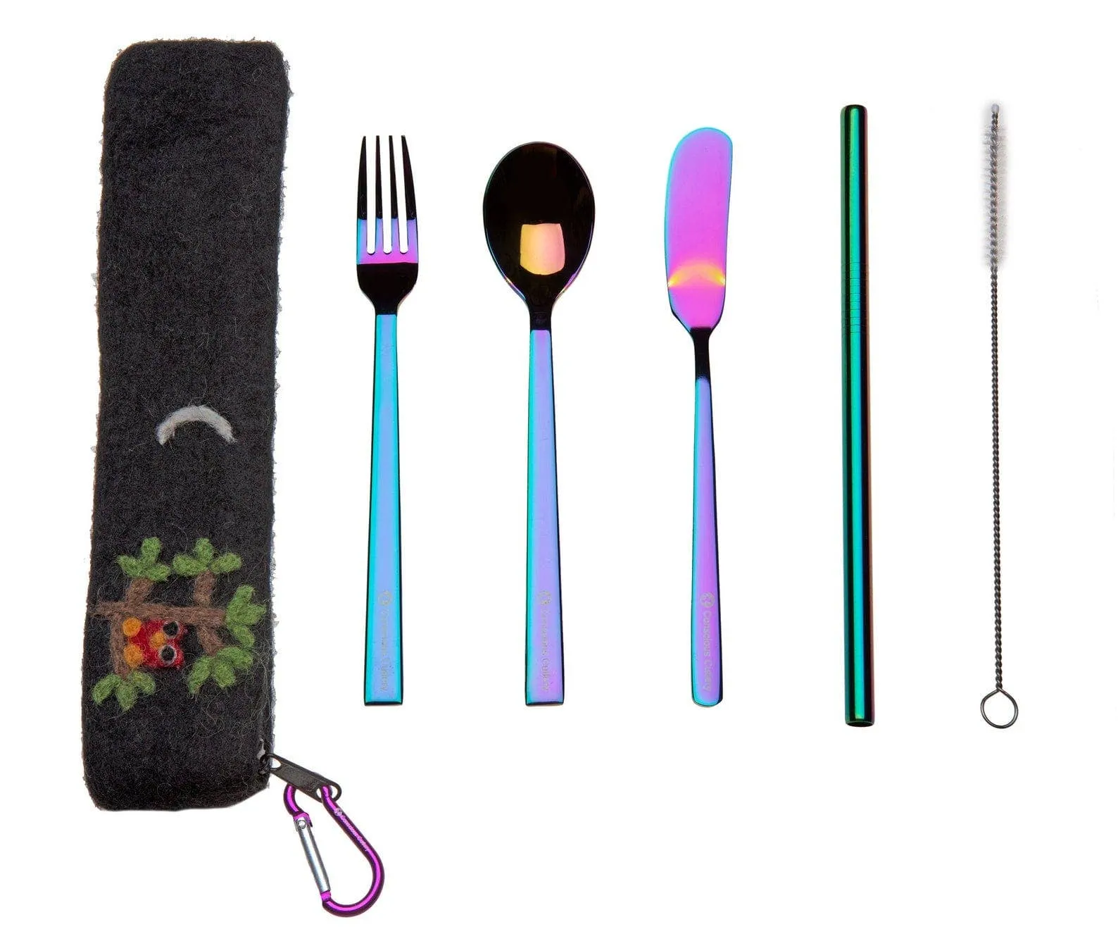 Conscious Cutlery - 5 Piece Felted Owl Cutlery Set