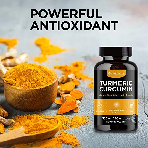 Curcumina de cúrcuma con pimienta negra – 550 mg [120 cápsulas] Raíz de cúrcuma orgánica antiinflamatoria con suplemento bioperino – sin OMG y sin gluten – Apoyo inmunológico amigable con paleo y keto – fabricado en Estados Unidos