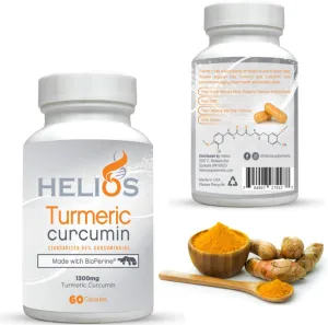 Curcumina Turmerica con Bioperine ~ 95% curcuminoides estandarizados ~ 1300 mg orgánico ~ 60 Veggie cápsulas