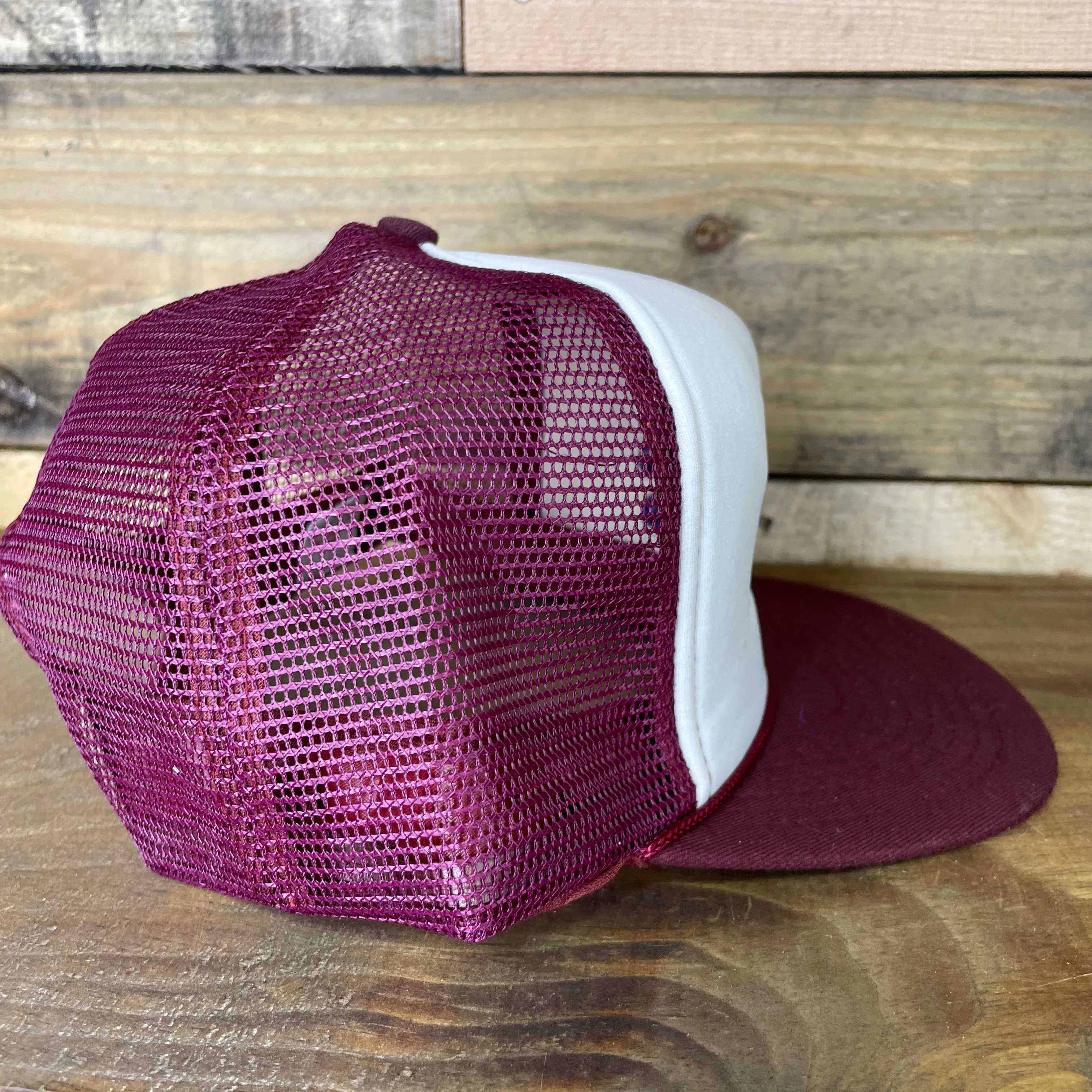 Custom Your Moms Favorite Ride Vintage Custom Embroidered Maroon Mesh Trucker Snapback Cap Hat