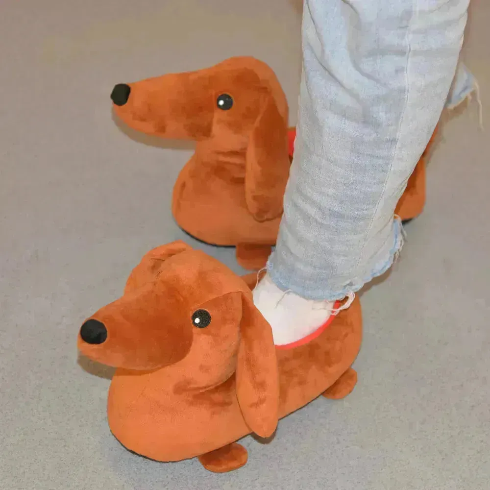 Dachsund Puppy Warm Indoor Slippers