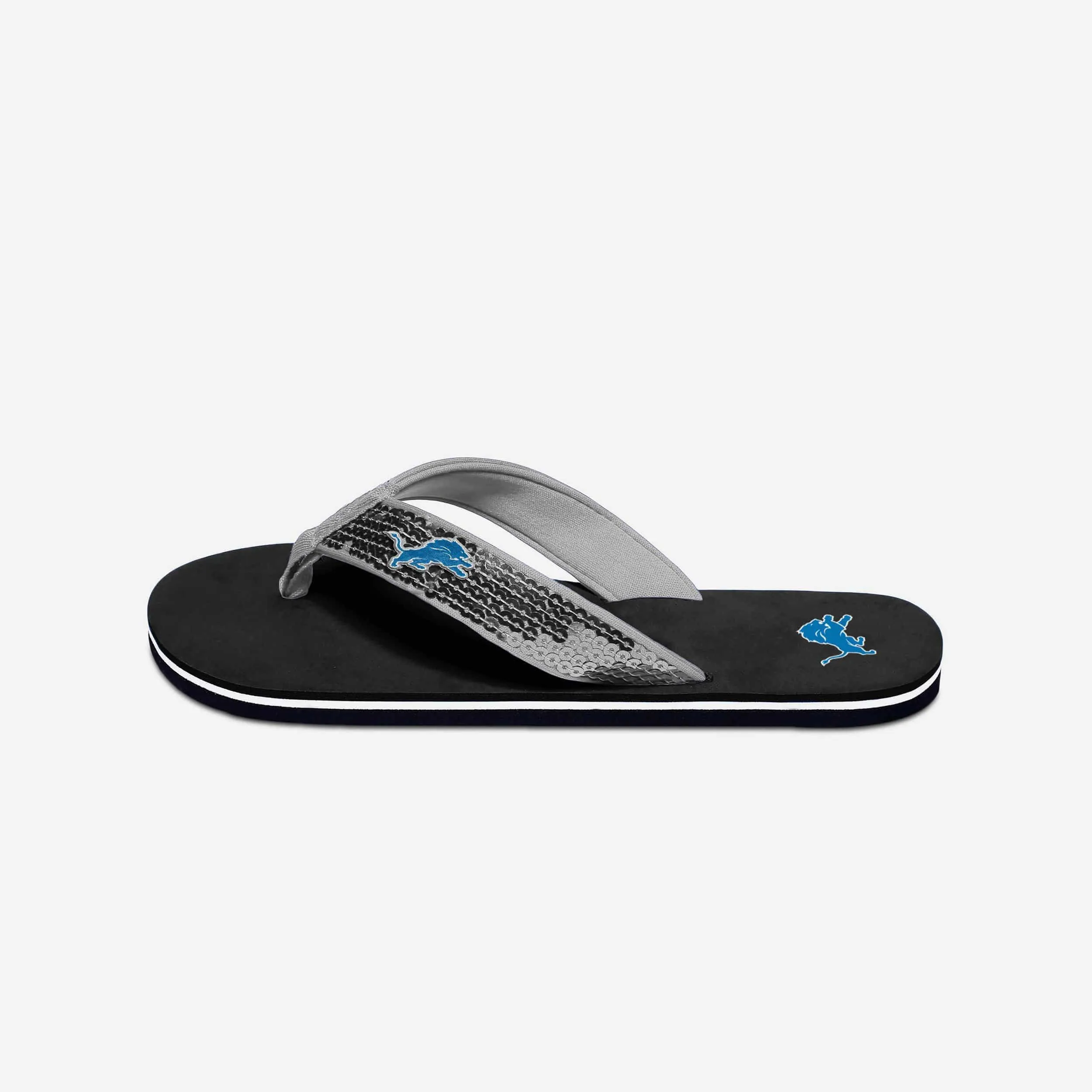 Detroit Lions Womens Sequin Flip Flop