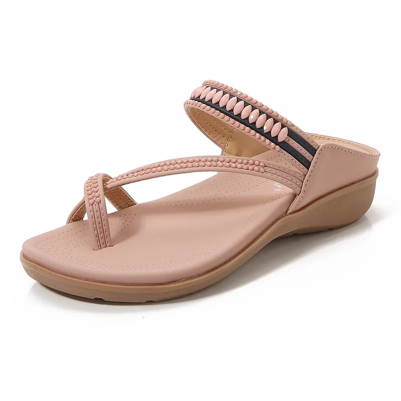 Earthy Ankle Strap Sandals with Stones