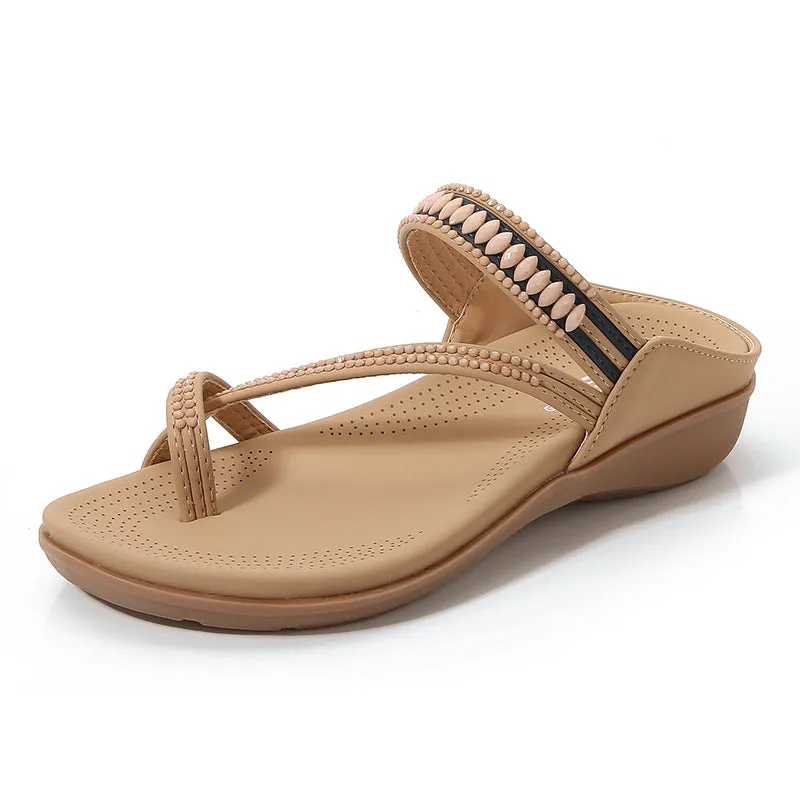 Earthy Ankle Strap Sandals with Stones