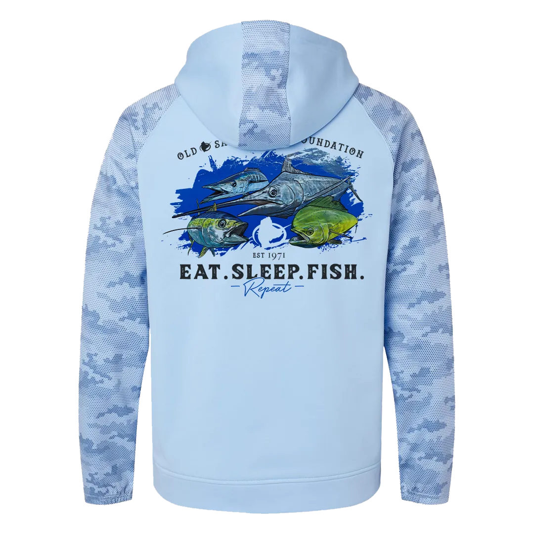 EAT.SLEEP.FISH  - Blue Camo Hoodie