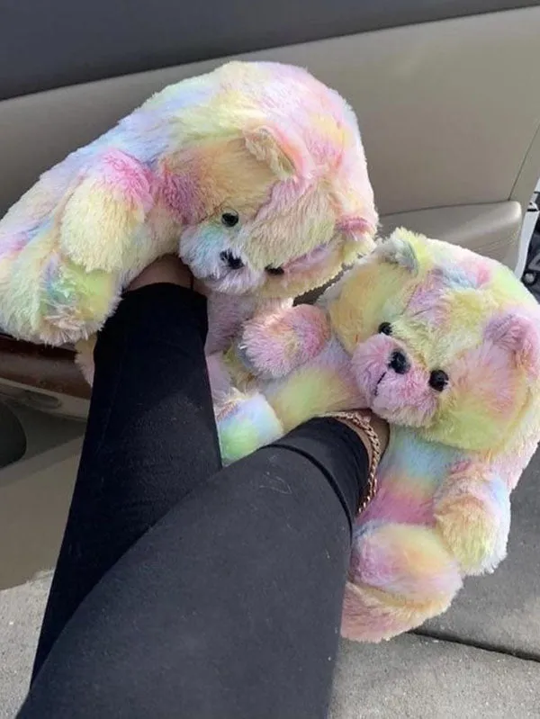 Fluffy Teddy Bear Slippers