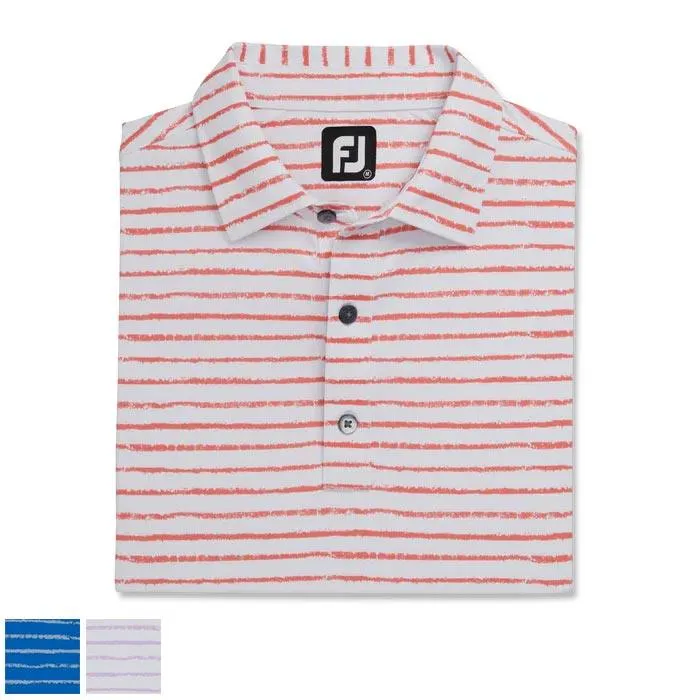 Footjoy Chalk Line Print Stretch Pique Self Collar XL White / Lavender (29607)
