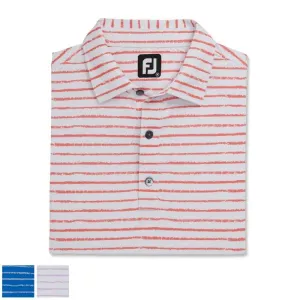 Footjoy Chalk Line Print Stretch Pique Self Collar XL White / Lavender (29607)