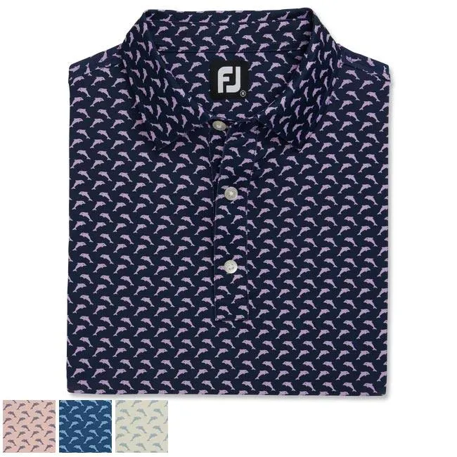 Footjoy Lisle Leaping Dolphins Print Self Collar M Quartz Pink / Graphite (29567)