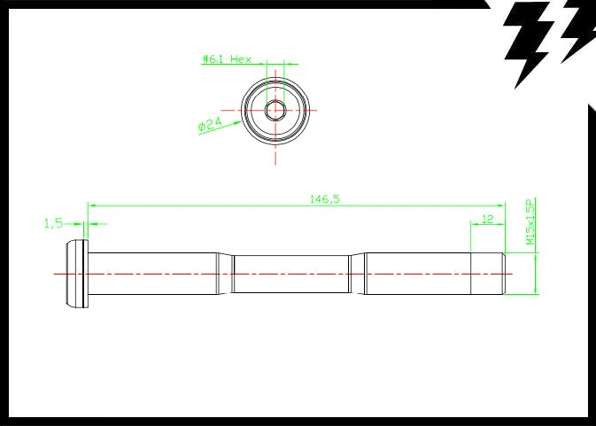 FOX & ROCK SHOX MAXLE FRONT THRU AXLES 15x100mmx1.5mm L. 146.5mm 36G