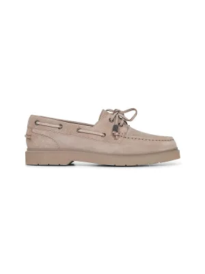 Grey suede Shiny Aglets sail penny loafers