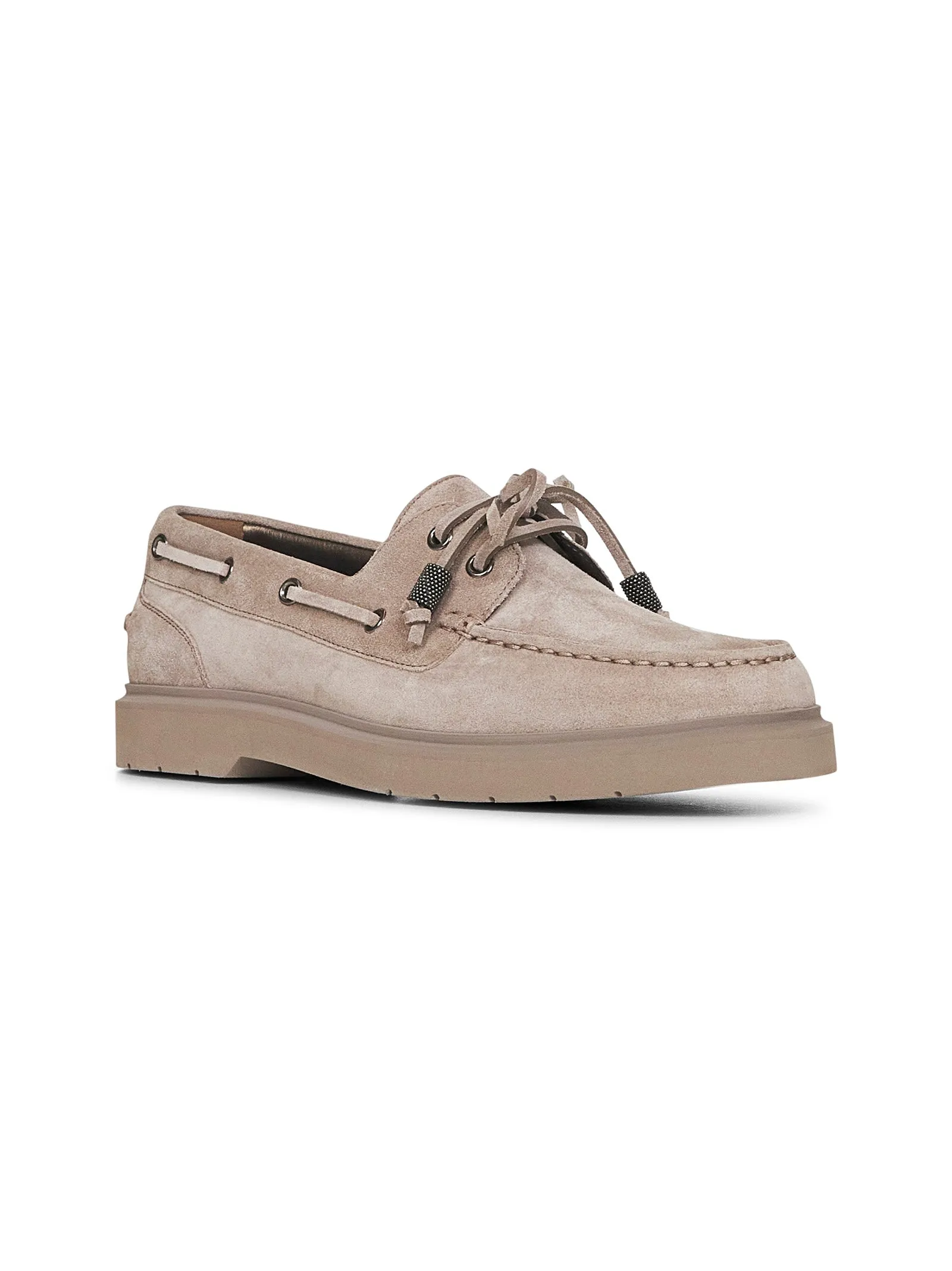 Grey suede Shiny Aglets sail penny loafers